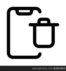 Delete items on a smartphone with trash logotype
