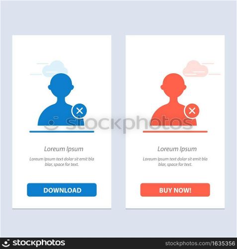 Delete, Man, User  Blue and Red Download and Buy Now web Widget Card Template