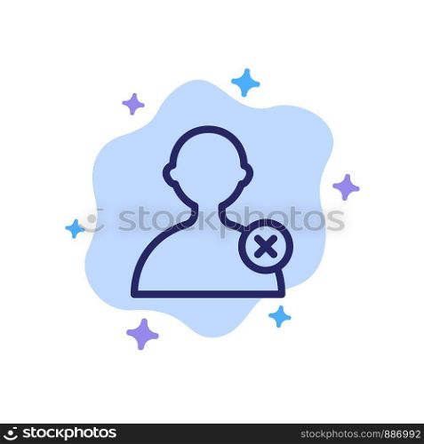 Delete, Man, User Blue Icon on Abstract Cloud Background
