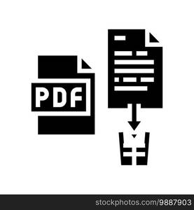 delete pdf file glyph icon vector. delete pdf file sign. isolated contour symbol black illustration. delete pdf file glyph icon vector illustration