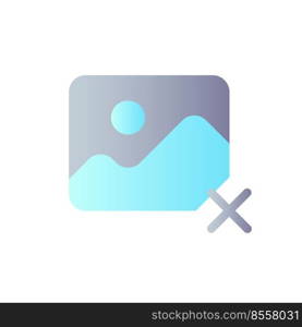 Delete photo flat gradient color ui icon. Visual media management. Cancel editing. Remove image. Simple filled pictogram. GUI, UX design for mobile application. Vector isolated RGB illustration. Delete photo flat gradient color ui icon