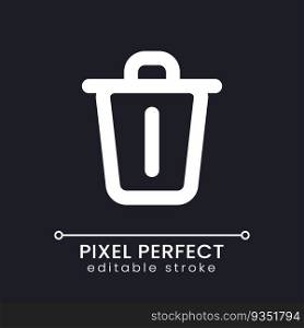 Delete pixel perfect white linear ui icon for dark theme. Remove digital file and document. Vector line pictogram. Isolated user interface symbol for night mode. Editable stroke. Poppins font used. Delete pixel perfect white linear ui icon for dark theme