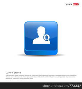 Delete user icon. - 3d Blue Button.