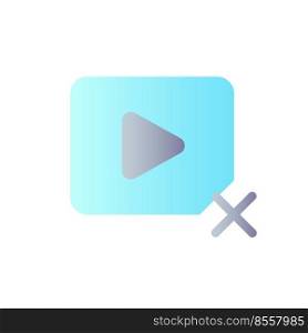 Delete video flat gradient color ui icon. Cancel playing. Remove visual content. Close player. Simple filled pictogram. GUI, UX design for mobile application. Vector isolated RGB illustration. Delete video flat gradient color ui icon