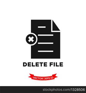 deleted file icon in trendy flat style, file icon, document vector icon