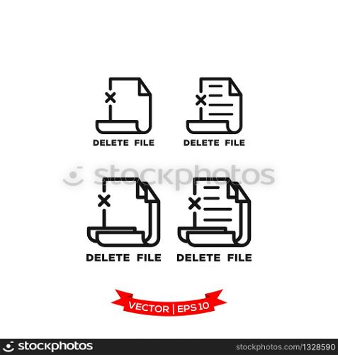 deleted file icon in trendy flat style, file icon, document vector icon