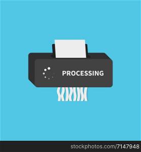 Deleted files. Paper shredder. Process deleting files in trendy flat style. Vector isolated illustration. EPS 10