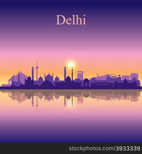 Delhi city skyline silhouette background, vector illustration