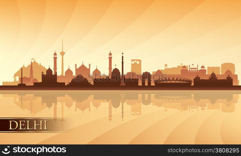 Delhi city skyline silhouette background, vector illustration&#xA;