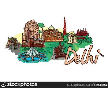 delhi doodles vector illustration