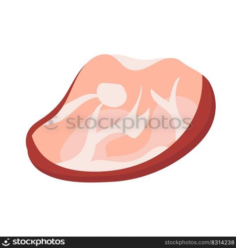 Deli meat ham and salami food icon. Isolated cartoon barbecue steak cooking and beef vector illustration. Gastronomy delicatessen and bacon veal product. Farm grocery delicious animal