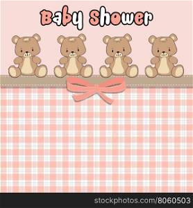 Delicate baby shower card with teddy bears, vector format