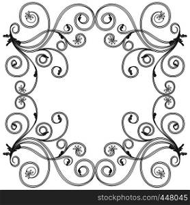 Delicate decorative floral frame with interwoven lines of Victorian style isolated on the white background, vector as an element of design