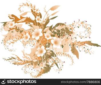 Delicate floral autumnale. Color bright decorative background vector illustration.
