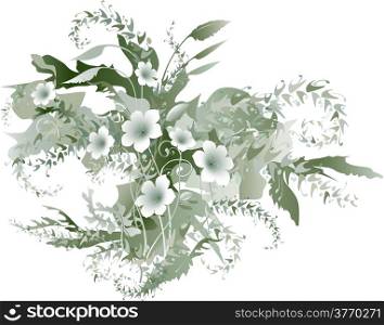 Delicate floral grisaille. Color bright decorative background vector illustration.