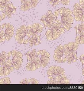 Delicate floral line seamless pattern. Vintage flower background. Design for fabric, textile print, wrapping, cover. Vector illustration. Delicate floral line seamless pattern. Vintage flower background.