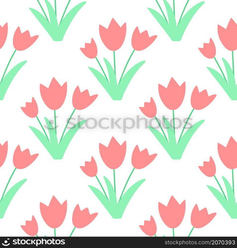 Delicate floral seamless pattern with tulips. Background with beautiful flowers. Cute template for wallpaper, fabric and packaging