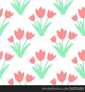 Delicate floral seamless pattern with tulips. Background with beautiful flowers. Cute template for wallpaper, fabric and packaging