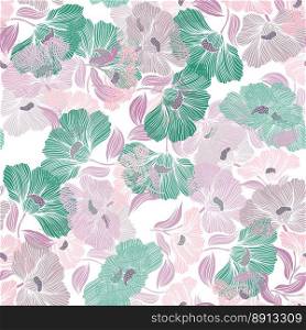 Delicate floral vintage outline endless background. Abstract flower line seamless pattern. Retro style. Design for fabric, textile print, wrapping, cover. Vector illustration. Delicate floral vintage outline endless background. Abstract flower line seamless pattern.