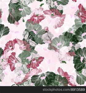 Delicate floral vintage outline endless background. Abstract flower line seamless pattern. Retro style. Design for fabric, textile print, wrapping, cover. Vector illustration. Delicate floral vintage outline endless background. Abstract flower line seamless pattern.