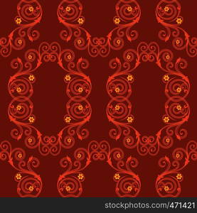 Delicate floral vintage pattern in orange color on the mute background, seamless vector as fabric texture