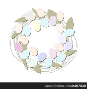 Delicate pastel Easter wreath .Vector illustration.. Delicate pastel Easter wreath .Vector illustration