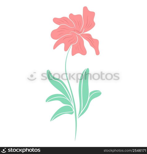 Delicate pink abstract flower vector illustration. Bloom silhouette simple illustration. natural botanical flowering decoration. Delicate pink abstract flower vector illustration