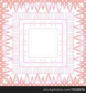 Delicate pink boho pattern. Geometric frame on a white background. Vector lace background for wallpapers, cards and your design. Delicate pink boho pattern. Geometric frame on a white background. Vector lace background