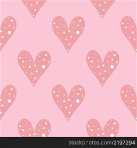 Delicate pink seamless pattern with hearts vector illustration. Speckled heart background. Romantic template for gift, fabric, paper and design. Delicate pink seamless pattern with hearts vector illustration