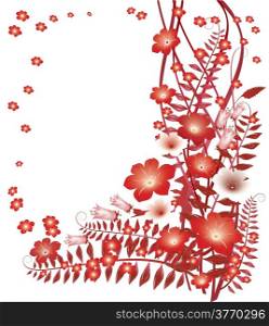 Delicate red flowers on white background. Color bright decorative background vector illustration EPS-8.
