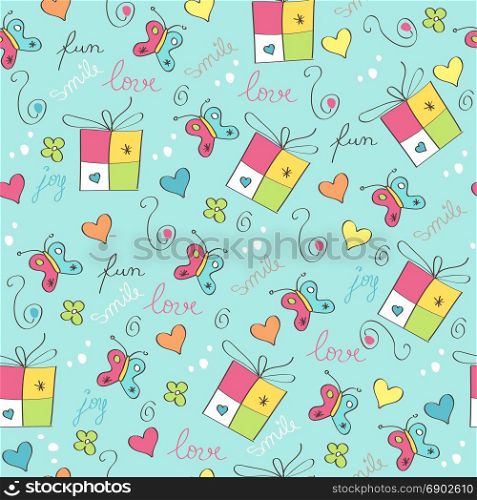 delicate seamless pattern with gift boxes