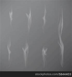 Delicate white cigarette smoke waves on transparent background