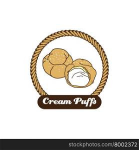 delicious cream puff. cream puff cake pastry theme vector art illustration