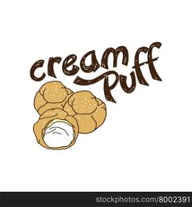 delicious cream puff. cream puff cake pastry theme vector art illustration