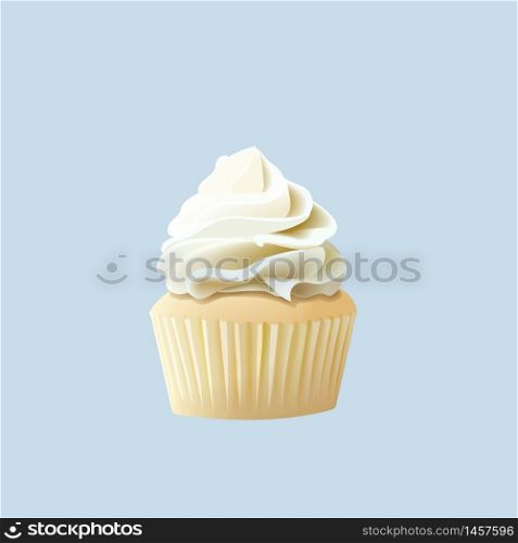 Delicious Cupcake. Food design. birthday dessert with white butter cream isolated on white. cookies, bakery, sweet. For web, instagram, blogs, icons labels. Delicious Cupcake. Food design. birthday dessert with white butter cream isolated on white