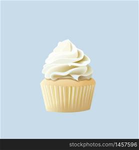 Delicious Cupcake. Food design. birthday dessert with white butter cream isolated on white. cookies, bakery, sweet. For web, instagram, blogs, icons labels. Delicious Cupcake. Food design. birthday dessert with white butter cream isolated on white