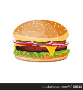 Delicious hamburger icons. Vector illustration in flat style. Delicious hamburger icons