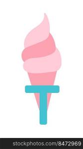 Delicious ice cream in cone semi flat color vector object. Sundae dessert. Full sized item on white. Summer cold snack simple cartoon style illustration for web graphic design and animation. Delicious ice cream in cone semi flat color vector object