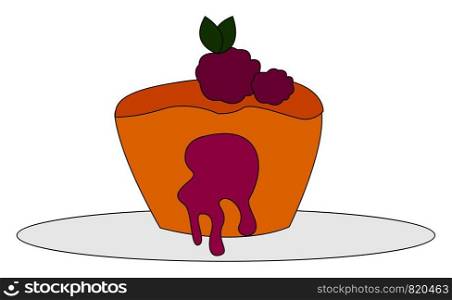 Delicious pie with jam, illustration, vector on white background.