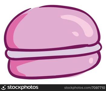 Delicious pink macaron, illustration, vector on white background.