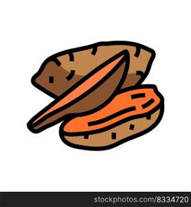 delicious potato sweet cut color icon vector. delicious potato sweet cut sign. isolated symbol illustration. delicious potato sweet cut color icon vector illustration