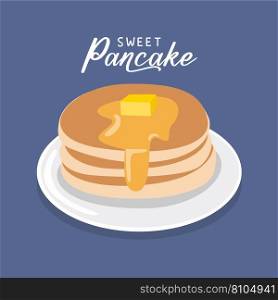 Delicious sweet pancake with melted butter Vector Image