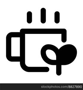 Delicious thyme tea outline icon set