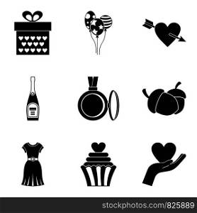 Delightful icons set. Simple set of 9 delightful vector icons for web isolated on white background. Delightful icons set, simple style