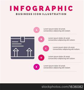 Deliver, Box, Arrow, Up Infographics Presentation Template. 5 Steps Presentation