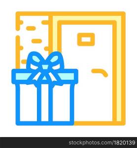 delivering gift color icon vector. delivering gift sign. isolated symbol illustration. delivering gift color icon vector illustration