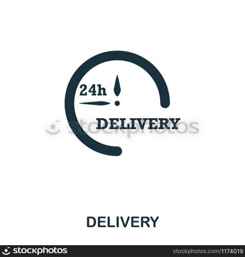 Delivery 24 icon. Mobile apps, printing and more usage. Simple element sing. Monochrome Delivery icon illustration. Delivery 24 icon. Mobile apps, printing and more usage. Simple element sing. Monochrome Delivery icon illustration.