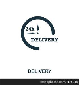 Delivery 24 icon. Mobile apps, printing and more usage. Simple element sing. Monochrome Delivery icon illustration. Delivery 24 icon. Mobile apps, printing and more usage. Simple element sing. Monochrome Delivery icon illustration.