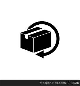 Delivery and Free Return Gifts or Parcels. Flat Vector Icon illustration. Simple black symbol on white background. Gear Rotation Direction sign design template for web and mobile UI element. Delivery and Free Return Gifts or Parcels Flat Vector Icon