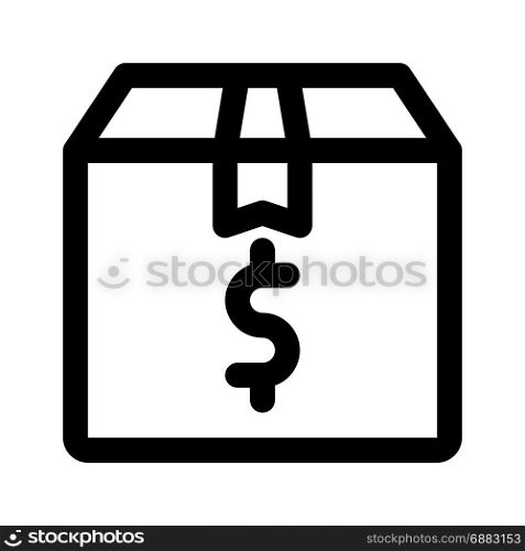 delivery box dollar sign, icon on isolated background
